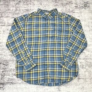 Columbia Regular Fit Flannel Shirt Men's L Blue Yellow Plaid Long Sleeve‎